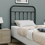 Vintage Twin Size Metal Bed Frame Height Adjustable Headboard Only, Wrought Iron Black Farmhouse Bed Frame Headboard, Easy Assembly, Short Clearance, Tall or Low Setting