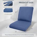 7-Piece Outdoor Patio Cushion Set - Fade & Water Resistant with Removable Olefin Cover, 22x24x4 Inch Memory Foam Cushions for Wicker Sectional Sof - Blue/Regular