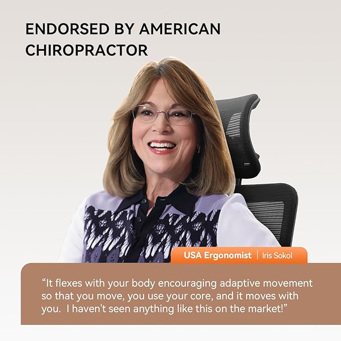 Newtral Office Chair Ergonomic with Footrest, Auto-Following Lumbar Support, High Back Desk Chair with 4D Armrest,136° Tilt Lock, Adjustable Seat Depth & Height (Supreme with Laptop Tray, Black)