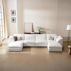 Modular Sectional Sofa, 141.7" L Shaped Modern Sofa Modular Sectional Cloud Couch with Ottoman, Modern Cloud Sectional Couches for Living Room, Deep Seat Sofa with Washable Cover