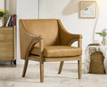 EALSON Modern Accent Chair Comfy Leather Living Room Chair with Wooden Frame and Armrest Mid Century Upholstered Reading Lounge Armchair for Living Room/Bedroom/Reading/Balcony, Brown