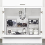 mDesign Plastic Stackable Bathroom Storage with Pull Out Bin Organizer Drawer for Cabinet, Vanity, Shelf, Cupboard, Cabinet, or Closet Organization - Lumiere Collection - 4 Pack - Clear