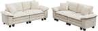 L-Shaped Cloud Modular Sofa Set, 4-Piece Double Loveseat Sectional w/Deep Seat & Removable Arms, Plush Corduroy for Living Room - Beige