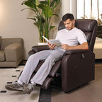 EONIX Dual Motor Lay Flat Power Lift Recliner Chair for Elderly, Electric Leather Lift Chairs for Adults, 400lbs Heavy Duty Power Recliner Lift Sofa with Heat and Massage, Dark Brown