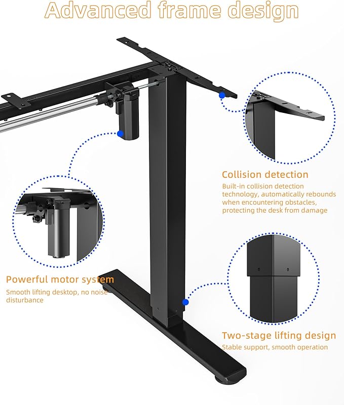 YIHAYO Standing Desk Frame, DIY Workstation, Frame Only, Adjustable Desk with Memory Smart Pannel, Computer Table for Home Office (Black)
