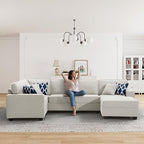 Legend Vansen Modular Sectional Sofa U Shaped Couch with Ottoman Modern Reversible Corner Sectional Couch for Living Room (Cream, U Shaped Sofa-1)