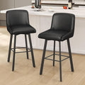 Swivel Bar Stools, 30''H Upholstered Barstools with Backs, Modern Counter Height Bar Stool Chairs for Kitchen Island, Metal Legs (Black- Faux Leather, Set of 2-30" H)
