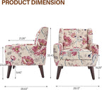 Accent Chair, Modern Fabric Armchair for Living Room, Comfy Upholstered Arm Chair Tufted for Indoor Bedroom Office Room (Pattern White)