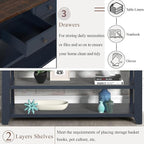 LKTART Solid Wood Console Table Sofa Table with Storage Drawers and Bottom Shelf Entryway Table for Entry Hallway Foyer Sofa Couch Table Easy Assembled (48.8" Blue)