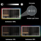 Awoco LED Bathroom Mirror, 55" x 36 Vanity Mirror with 8 Colors RGB Backlit and 3 Colors Front Light, Dimmable Anti-Fog Lighted Mirror, Memory Function, for Bathroom Wall
