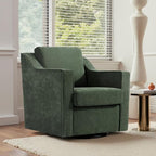 UIXE Swivel Accent Chairs Set of 2, Chenille Upholstered Arm Chair for Living Room, Modern Club Armchair Comfy Single Sofa Bedroom Reading Seat with Lumbar Pillow - Green