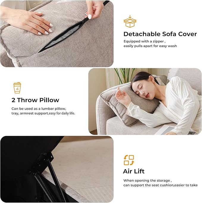 104'' Modular Sectional Sofa with All Seats Storage,Oversized 3-Seater Comfy Cloud Couches with Deep Seat,Big Couch for Living Room,Bedroom,Velet,Khaki