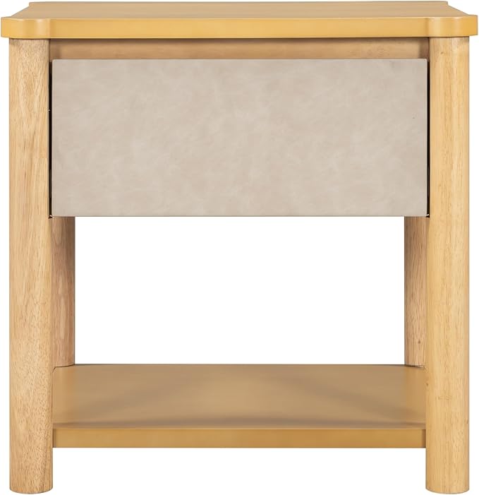Christopher Knight Home Zeri Bedroom Nightstands Set of 2, Wood Nightstand with Drawers, Small Bedside Table Set of 2, End Table for Living Room, Multipurpose Storage Cabinet, Natural + Beige