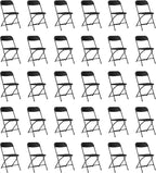 30 Pack Black Plastic Folding Chairs, Portable Party Chairs, Stackable Commercial Seats with Steel Frame for Home Office Wedding Party Indoor Outdoor Events Chairs, 350lbs Capacity