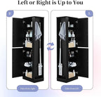 Tall Freestanding Storage Cabinet, Multi-Purpose Floor Organizer with 2 Doors, Hook and Adjustable Shelf for Bathroom, Office, Black