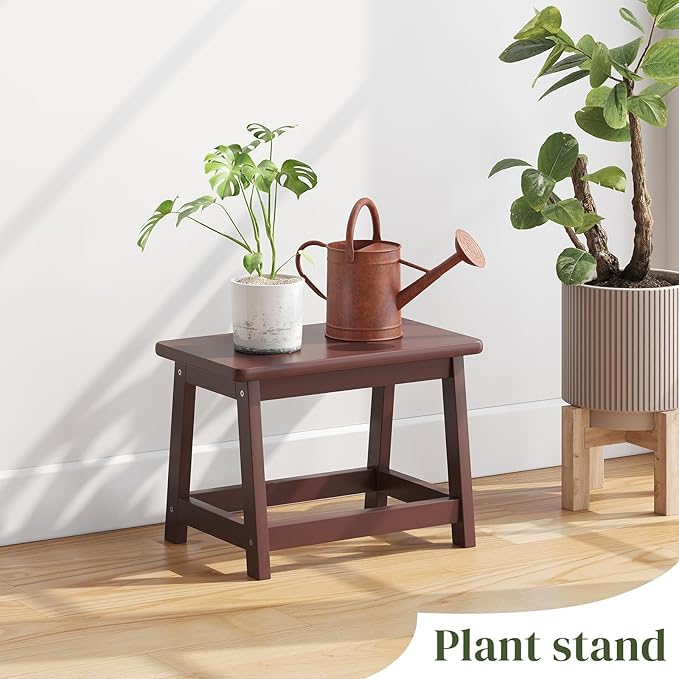 Small Bench Seat, Wooden Step Stool, Wood end Table, Wood Bathroom Vanity Bench, Plant Stand, Fishing Stool, Shoe Changing Handmade Stool for Kids or Adults (Coffee-Small)