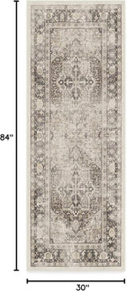RUGGABLE Washable Vintage Runner Rug – Kamran Hazel 2.5x7, Stain-Resistant, Non-Slip Hallway Runner – Machine Washable Rug for Hallway, Entryway, Living Room & Kitchen–with Standard Pad