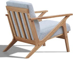 Zola Mid Century Modern Accent Chair Arm Chair, Living Room Furniture, Oak/Light Blue