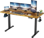 Shahoo 55 Inch Standing Desk, Electric Height Adjustable Computer Desks with Hook and Cable Hole, Rustic Brown