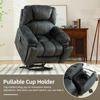 CANMOV Large Power Lift Recliner with Massage and Heat for Elderly, Heavy Duty Lift Recliner for Seniors with USB Port, 2 Hidden Cup Holders (Dark Grey)