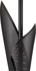 Possini Euro Design Sasha Modern Industrial Table Lamp 31 1/2" Tall Sculptural Black Metal Organza Sheer Outer White Fabric Inner Dum Shade for Bedroom Living Room House Bedside Nightstand Office