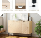 Large Buffet Sideboard Cabinet,45.98" Long Credenza Storage Cabinet,Mid Century Modern Kitchen Pantry Storage Cupboard Cabinets with 3 Doors and Shelves,Fluted Entryway Cabinets for Dining Room