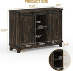 Vabches Bar Cabinet with Storage, Farmhouse Storage Cabinet with Sliding Barn Doors and Adjustable Shelves Small Rustic Liquor Cabinet for Living Room, Kitchen, Entryway