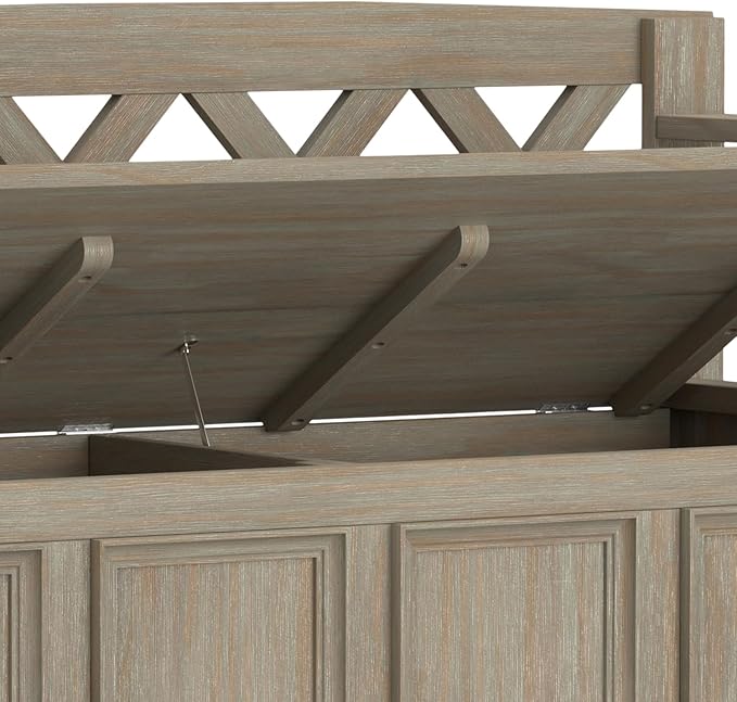 SIMPLIHOME Amherst Entryway Storage Bench - 48 inch Wide Solid Wood Hallway Seat in Distressed Grey, Transitional Bench for Entryway or Living Room with Lift-Up Lid and Spacious Storage