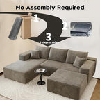 107.5" Cloud Sectional Couch with 1 Ottoman,Modern Modular Sofa with Deep Seat, Comfort U Shaped Sofa Couches for Living Room Bedroom Apartments,No Assembly Required, (Camel,Left Facing Chaise)
