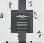 Eddie Bauer - Flannel Sheets Queen Size, Anti-Pilling & Wrinkle Resistant Cotton, Touchably Soft for All-Season Comfort - Bed Sheets with Matching Pillowcases & Fitted Sheet (Ski Slope White)