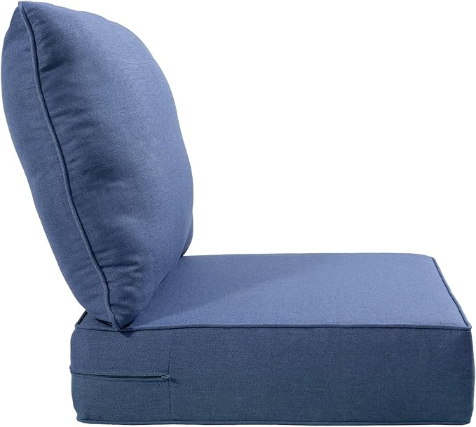 Luxury 24x24x6 Inch Outdoor Cushions - Water&UV&Fade Resistant 1 Set Deat Seat Patio Furniture Cushion for Wicker Dining Rocking Swivel Chairs Loveseat Couch Sectional Sofa - Navy Blue