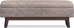 SIMPLIHOME Owen 48 inch Wide Mid Century Modern Rectangle Rectangular Storage Ottoman in Distressed Grey Taupe Vegan Faux Leather, Assembled, for the Living Room, Entryway and Family Room