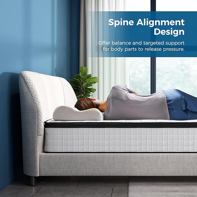 Inofia Twin XL Mattress, 10 Inch Hybrid Innerspring Single Mattress Cool Bed, Breathable Soft Knitted Fabric Cover, Twin XL Size