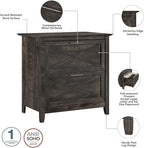 Bush Furniture Key West 54W Computer Desk with Storage and 2 Drawer Lateral File Cabinet in Dark Gray Hickory