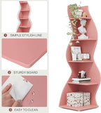 Tribesigns Corner Shelf, Modern 5-Tier Wall Corner Bookshelf, Stylish Corner Small Bookcase Storage Rack Plant Stand with Unique Shape for Living Room, Home Office (Pink, 2PCS)