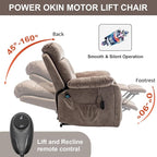 Oversized Lift Recliner Chairs for Elderly, 26in Extra Wide Power Chair with Massaga and Heating, Large Electric Lay Flat Recliners Sofa for Big and Tall Adult Lounging, Velvet Light Brown