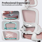 TRALT Office Chair Ergonomic Desk Chair, 330 LBS Home Mesh Office Desk Chairs with Wheels, Comfortable Gaming Chair, High Back Office Chair for Long Hours (Pink)