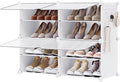 SONGMICS Shoe Rack Organizer, 4-Tier Shoe Storage Cabinet for Closet and Entryway, Holds 16 Pairs of Shoes, Adjustable, Cloud White and Trasparent ULPC032W01