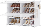 SONGMICS Shoe Rack Organizer, 4-Tier Shoe Storage Cabinet for Closet and Entryway, Holds 16 Pairs of Shoes, Adjustable, Cloud White and Trasparent ULPC032W01