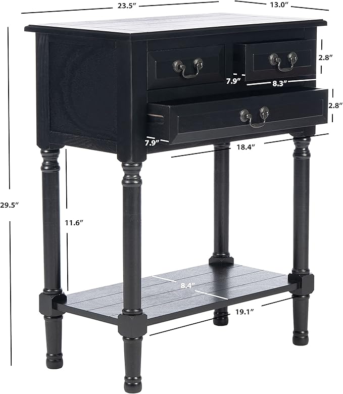 SAFAVIEH Home Collection Primrose Black 3-Drawer Console Table