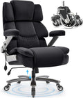 Big and Tall Office Chair 700lbs- High Back Executive Computer Desk Chair with 3D Flip-Up Arms, Adjustable Lumbar Support, Extra Wide Plus Size Seat, Heavy Duty Metal Base & Quiet Rubber Wheels
