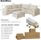EASE MOOSE Oversized Corner Modular Sectional Sofa with Ottoman, Faux Leather Sectional Sofa with Deep Seat, Scratch Resistant Faux Leather Material, Extra Large L Shaped Couch,Beige