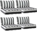 AAAAAcessories Outdoor Deep Seat Cushions, Waterproof, Fade-Resistant Patio Furniture Replacement Cushions, 24" x 24" x 5" + 24" x 13.5", Set of 4, Gray Cabana Stripe