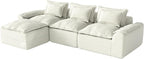 Hobestluk 120" Cloud Modular Sectional Couch 3-Seater Sofa with Ottoman L Shaped Sofa with Removable Cover Large Sofa Couch for Living Room (Beige, 3-Seater Sofa with One Ottoman)