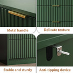 Green Fluted Dresser for Bedroom, 32 Inch Wide Nightstand with Large Drawer, 3 Drawer End Table for Bedroom, Living Rooms, Offices, and Entryways
