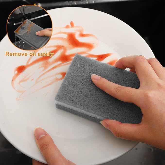 200 Pcs Individually Wrapped Sponges, Uncompressed Non Scratch Scrouing Sponges for Household Cleaning Dishes Kitchen Airbnb Apartment Car Bike Gray