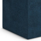 SIMPLIHOME Rockwood 18 inch Wide Contemporary Square Cube Storage Ottoman with Tray in Distressed Dark Blue Vegan Faux Leather, Assembled, For the Living Room, Entryway and Family Room