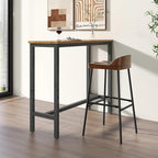 COSTWAY Bar Stool Set of 2, 29'' Industrial Pub Stool with Low Backrest and Footrest, Metal Legs, Breakfast Counter Height Chair for Island Living Room Kitchen Bar, Rustic Brown & Black