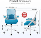 HYLONE 400lbs Heavy Duty Office Chair, 5" Thickened Seat Ergonomic Desk Chair with Adjustable Armrests, Home Office Computer Chairs for Long Hours Mesh Executive Chair(Blue)