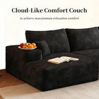 135.4'' Oversized Cloud Sofa Sectional Couch, Boneless Couch with L-Shape Chaise, Upholstered Compression Modular Sectional Sofa for Living Room, No Assembly Required (Black, Left Facing Chaise)